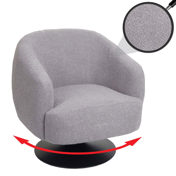 Lounge-Sessel Cocktailsessel drehbar Bouclé Stoff Metall hellgrau