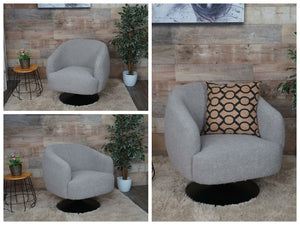 Lounge-Sessel Cocktailsessel drehbar Bouclé Stoff Metall hellgrau