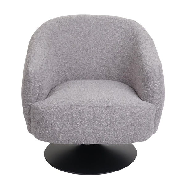 Lounge-Sessel Cocktailsessel drehbar Bouclé Stoff Metall hellgrau