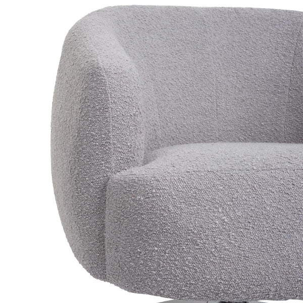 Lounge-Sessel Cocktailsessel drehbar Bouclé Stoff Metall hellgrau