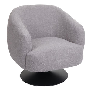 Lounge-Sessel Cocktailsessel drehbar Bouclé Stoff Metall hellgrau