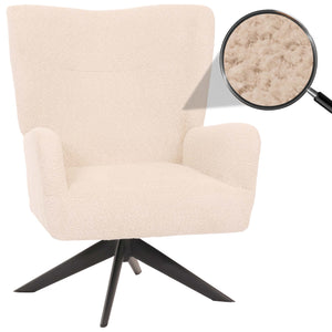 Lounge-Sessel Cocktailsessel drehbar Chenille Metall creme-beige
