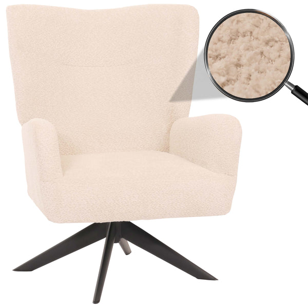 Lounge-Sessel Cocktailsessel drehbar Chenille Metall creme-beige