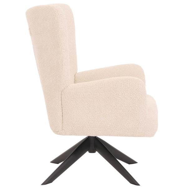 Lounge-Sessel Cocktailsessel drehbar Chenille Metall creme-beige
