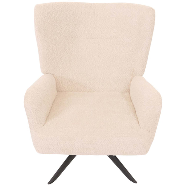 Lounge-Sessel Cocktailsessel drehbar Chenille Metall creme-beige