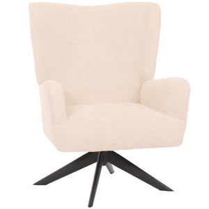 Lounge-Sessel Cocktailsessel drehbar Chenille Metall creme-beige