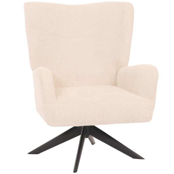Lounge-Sessel Cocktailsessel drehbar Chenille Metall creme-beige