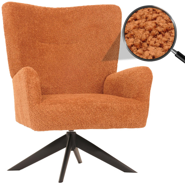 Lounge-Sessel Cocktailsessel drehbar Chenille Metall terracotta