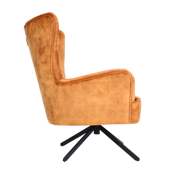 Lounge-Sessel Cocktailsessel drehbar Vintage Samt Metall gold-braun