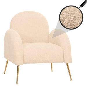 Lounge-Sessel Cocktailsessel Retro Nosagfederung Chenille creme-weiss