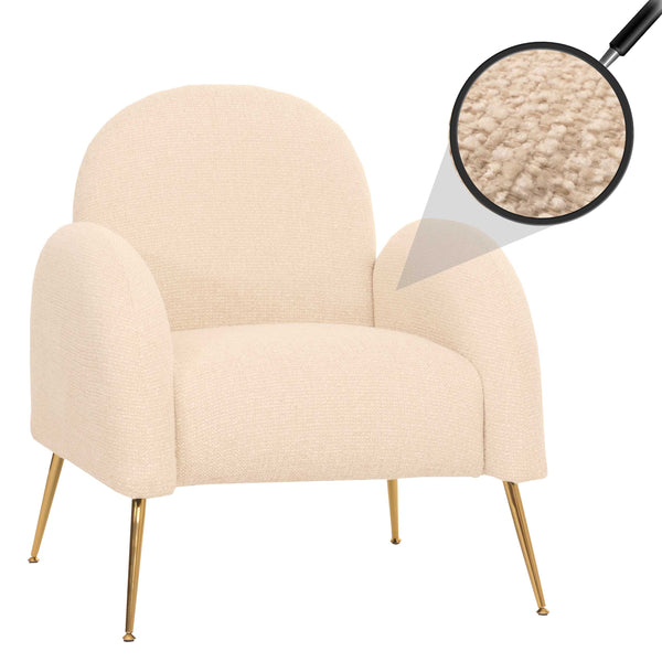 Lounge-Sessel Cocktailsessel Retro Nosagfederung Chenille creme-weiss