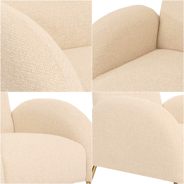 Lounge-Sessel Cocktailsessel Retro Nosagfederung Chenille creme-weiss