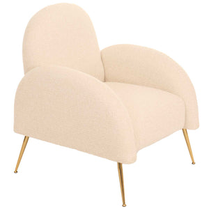 Lounge-Sessel Cocktailsessel Retro Nosagfederung Chenille creme-weiss