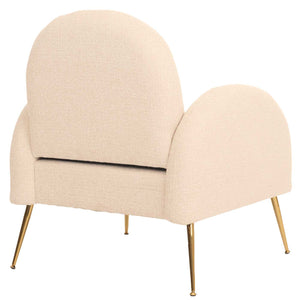 Lounge-Sessel Cocktailsessel Retro Nosagfederung Chenille creme-weiss
