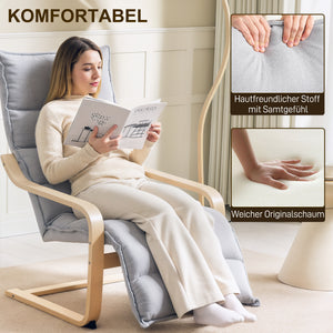 Lounge-Sessel modern gepolstert mit Fussstütze hellgrau
