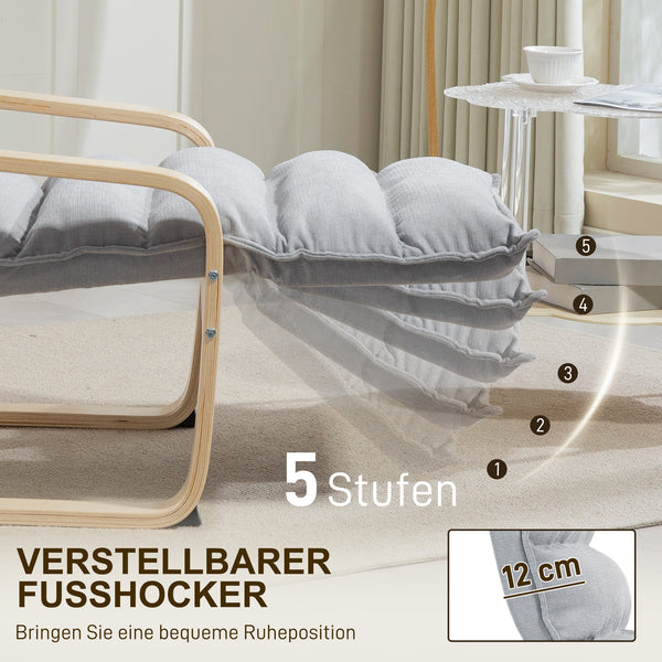 Lounge-Sessel modern gepolstert mit Fussstütze hellgrau
