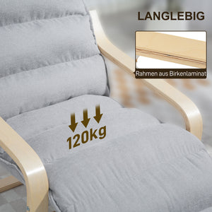 Lounge-Sessel modern gepolstert mit Fussstütze hellgrau