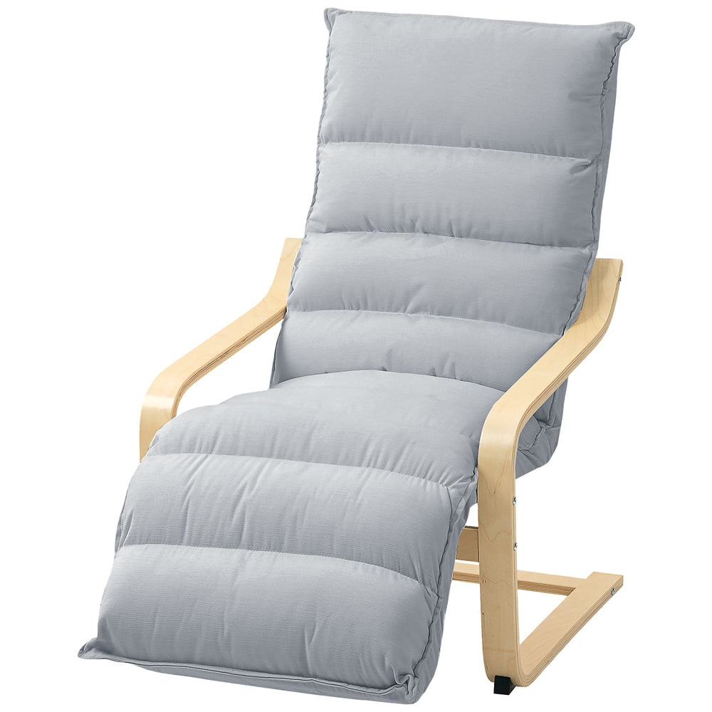 Lounge-Sessel modern gepolstert mit Fussstütze hellgrau