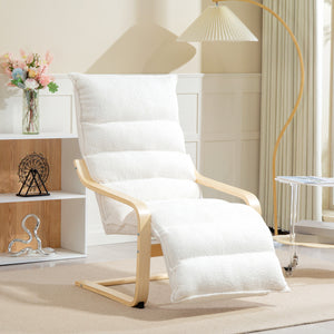 Lounge Sessel verstellbar mit Fussstütze aus Holz weiss