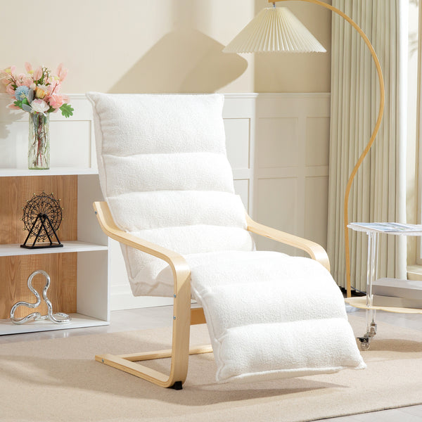 Lounge Sessel verstellbar mit Fussstütze aus Holz weiss