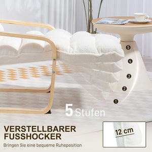 Lounge Sessel verstellbar mit Fussstütze aus Holz weiss