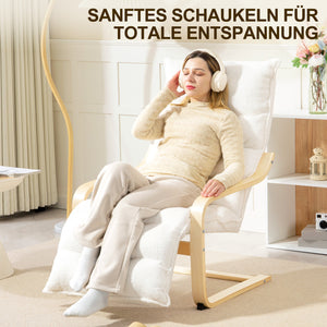 Lounge Sessel verstellbar mit Fussstütze aus Holz weiss