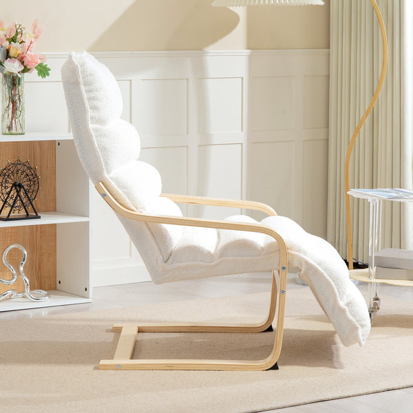 Lounge Sessel verstellbar mit Fussstütze aus Holz weiss