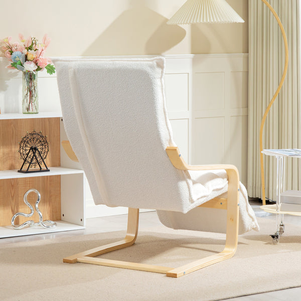 Lounge Sessel verstellbar mit Fussstütze aus Holz weiss