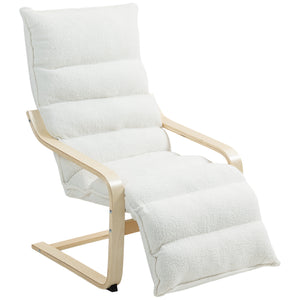 Lounge Sessel verstellbar mit Fussstütze aus Holz weiss