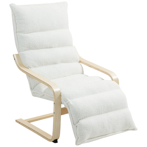 Lounge Sessel verstellbar mit Fussstütze aus Holz weiss