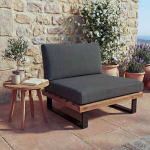 Lounge-Sessel Garten-Sessel Akazie Holz Aluminium braun Polster dunkelgrau