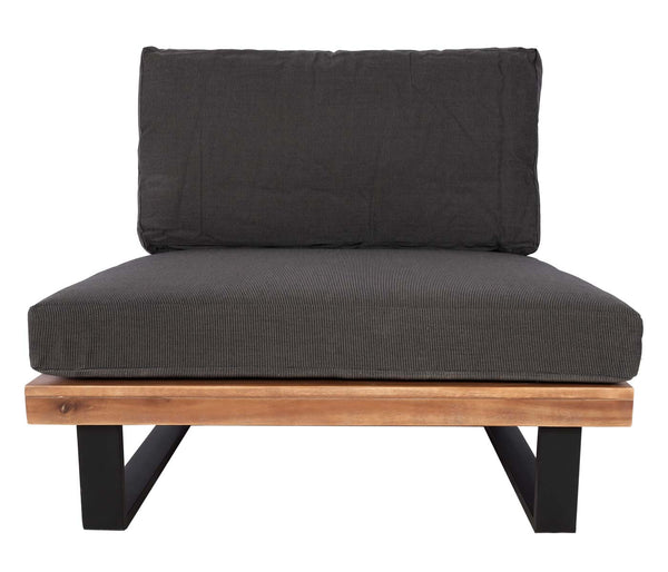 Lounge-Sessel Garten-Sessel Akazie Holz Aluminium braun Polster dunkelgrau