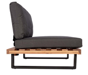 Lounge-Sessel Garten-Sessel Akazie Holz Aluminium braun Polster dunkelgrau