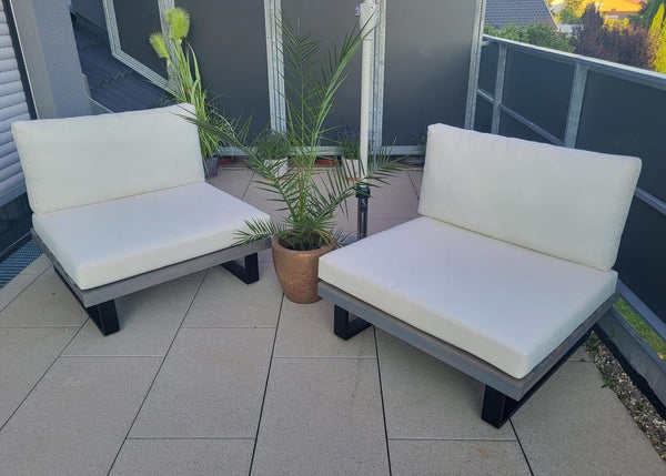 Lounge-Sessel Garten-Sessel Akazie Holz Aluminium braun Polster dunkelgrau