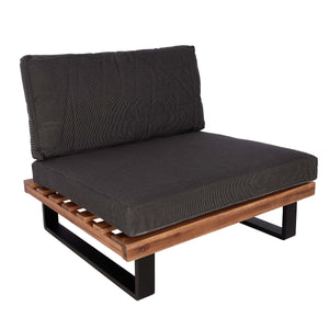 Lounge-Sessel Garten-Sessel Akazie Holz Aluminium braun Polster dunkelgrau