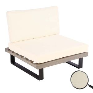 Lounge-Sessel Garten-Sessel Akazie Holz Aluminium grau Polster cremeweiss