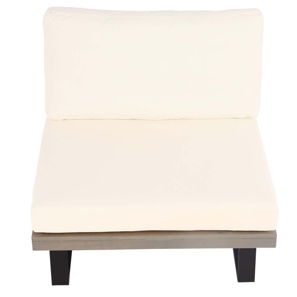 Lounge-Sessel Garten-Sessel Akazie Holz Aluminium grau Polster cremeweiss