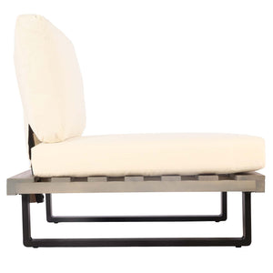 Lounge-Sessel Garten-Sessel Akazie Holz Aluminium grau Polster cremeweiss