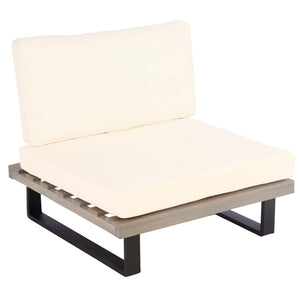 Lounge-Sessel Garten-Sessel Akazie Holz Aluminium grau Polster cremeweiss