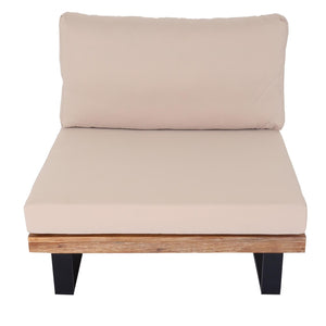 Lounge-Sessel Garten-Sessel Akazie Holz Aluminium hellbraun Polster beige