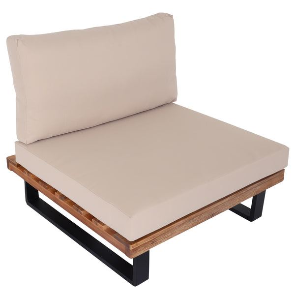 Lounge-Sessel Garten-Sessel Akazie Holz Aluminium hellbraun Polster beige