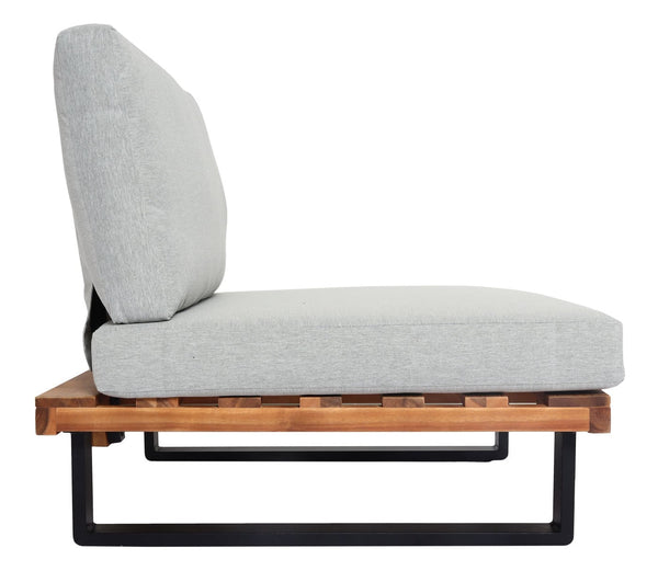 Lounge-Sessel Garten-Sessel Akazie Holz Aluminium hellbraun Polster hellgrau