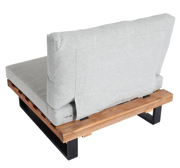 Lounge-Sessel Garten-Sessel Akazie Holz Aluminium hellbraun Polster hellgrau