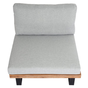 Lounge-Sessel Garten-Sessel Akazie Holz Aluminium hellbraun Polster hellgrau
