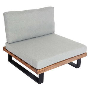 Lounge-Sessel Garten-Sessel Akazie Holz Aluminium hellbraun Polster hellgrau