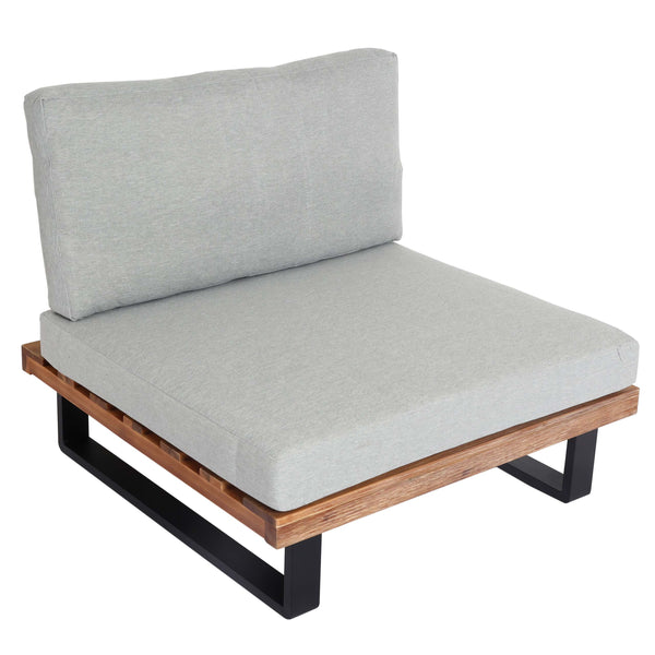 Lounge-Sessel Garten-Sessel Akazie Holz Aluminium hellbraun Polster hellgrau