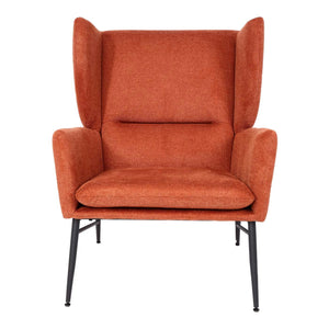 Lounge-Sessel mit Ottomane Ohrensessel Cocktailsessel Stoff terracotta-braun