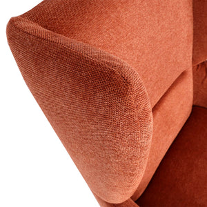 Lounge-Sessel mit Ottomane Ohrensessel Cocktailsessel Stoff terracotta-braun