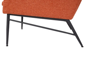 Lounge-Sessel mit Ottomane Ohrensessel Cocktailsessel Stoff terracotta-braun