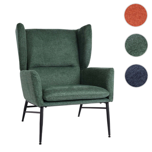 Lounge-Sessel Ohrensessel Cocktailsessel Stoff Metall grün